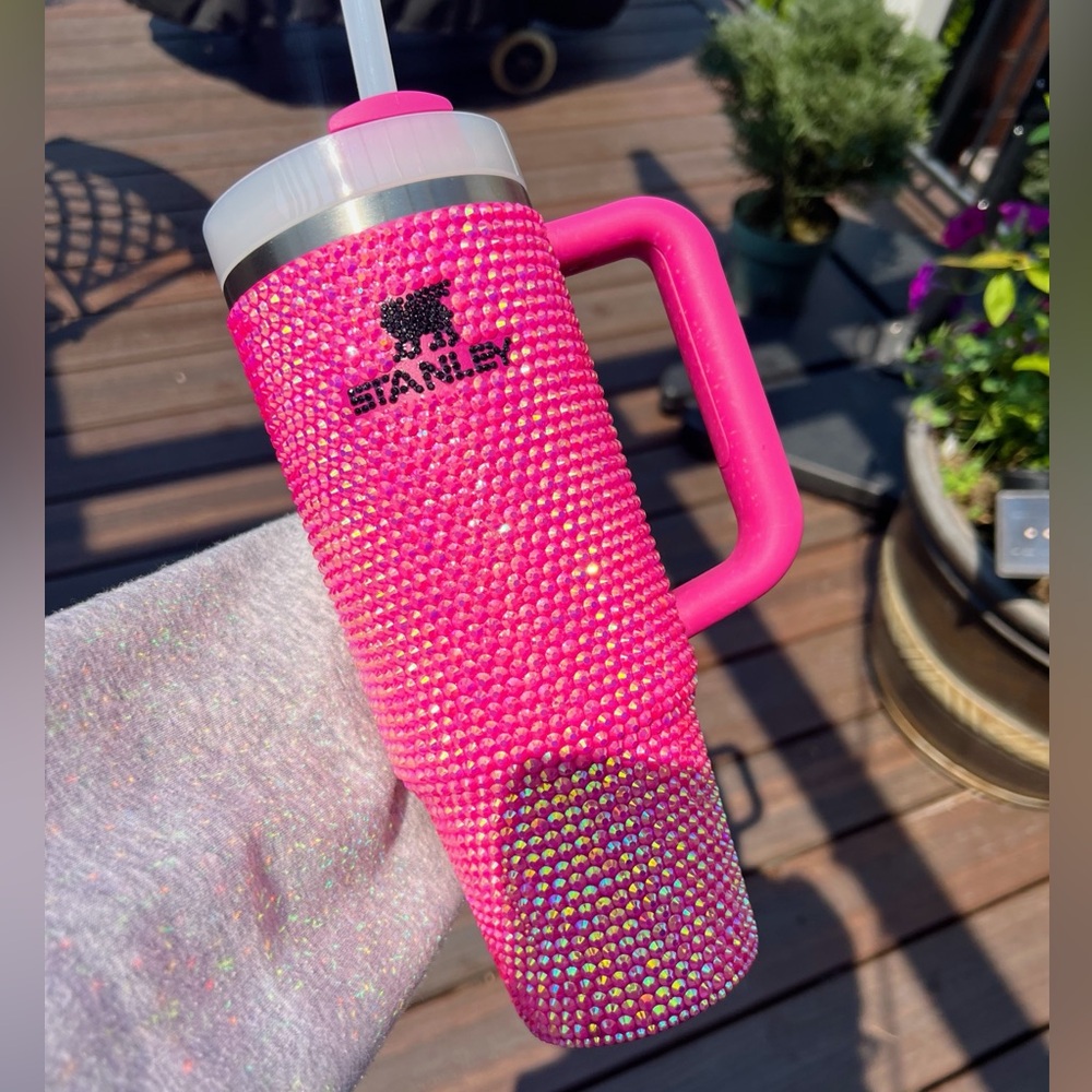 30oz HOT PINK Bedazzled Bling Stanley Tumbler - Picture 3 of 7
